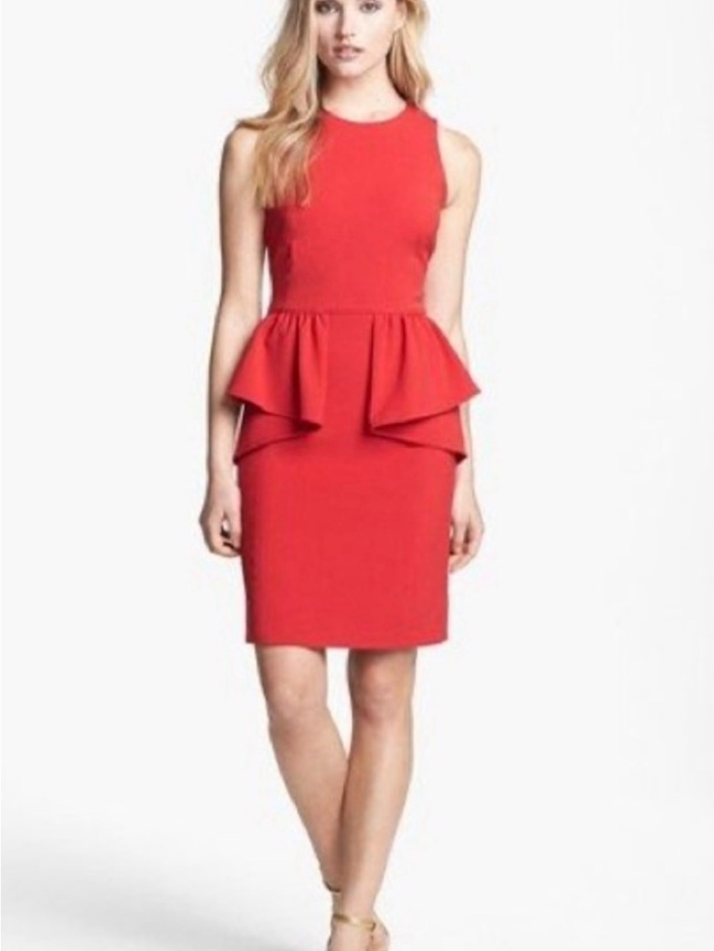 Michael Kors Red Sleeveless Peplum Dress